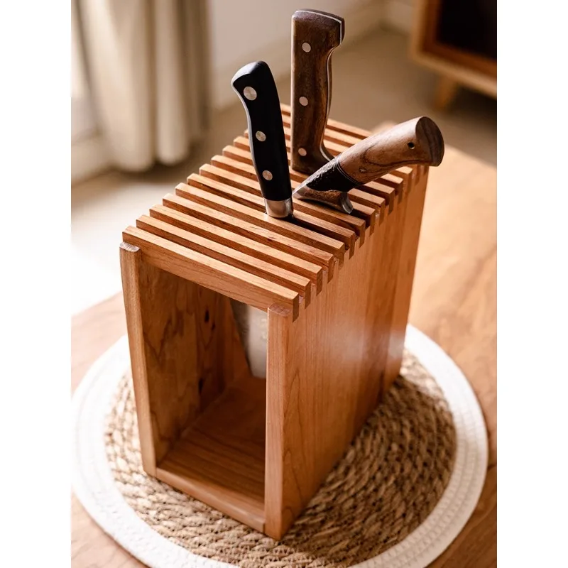 

Solid wood holder, wooden kitchen knife shelf, shelf, holder, large capacity kitchen ventilation,