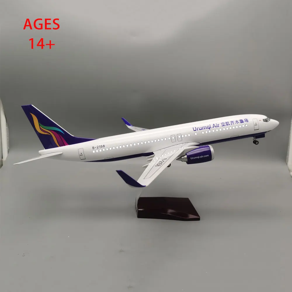 

Home Decor 47CM Airplane B737-800 Urumqi Airlines W Light and Wheel Landing Gears Resin for Collections and Displays