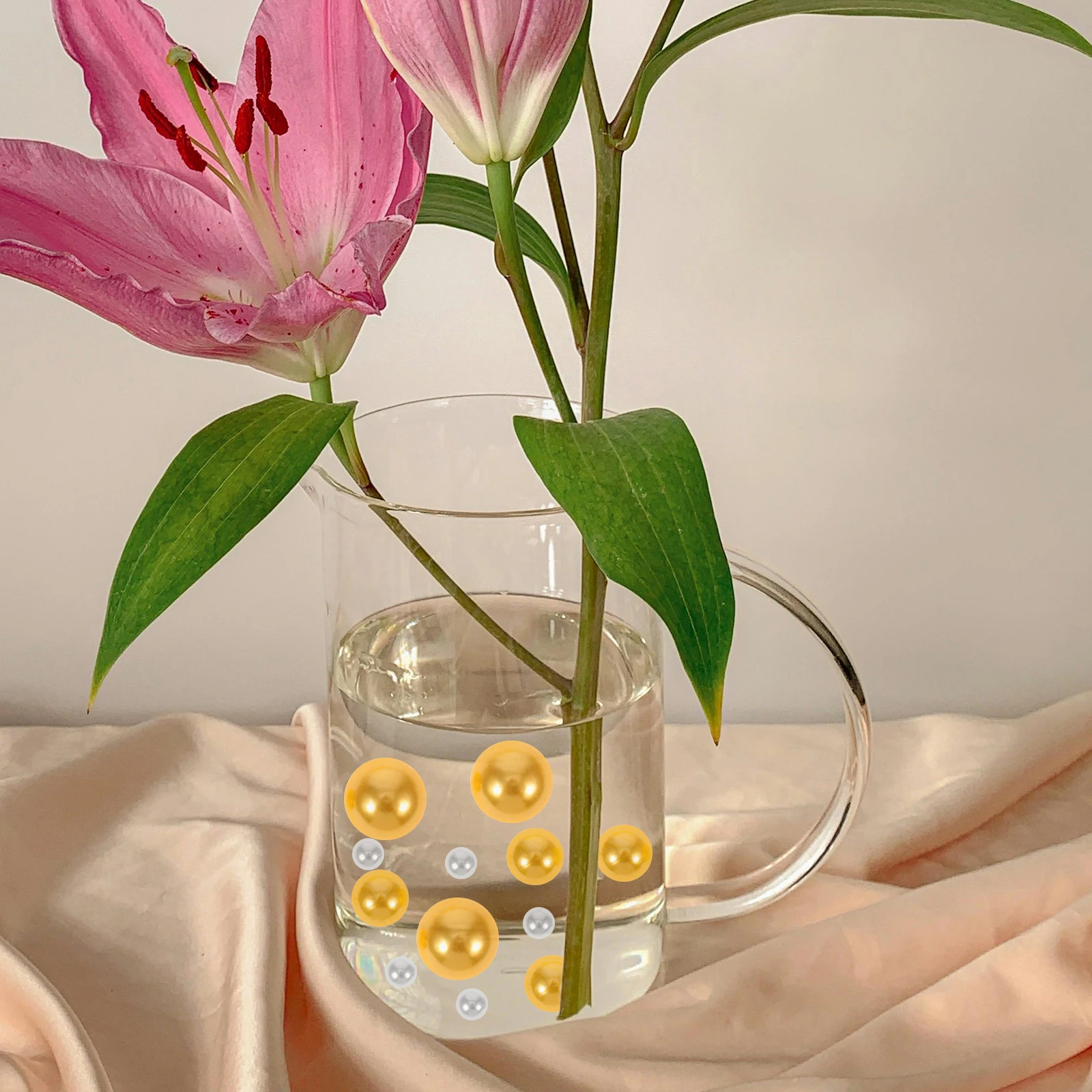 

150Pcs No Hole Faux Pearls Artistic Touch Vase Fish Tanks Tabletops DIY Projects Glitter Beads for Crafting Ornaments