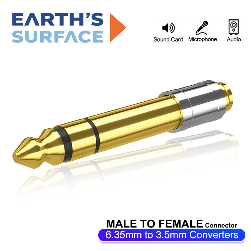 6.35mm to 3.5mm Audio Jack Adapter Male to Female Plug Stereo Sound Converter Connector for Audio Equipment Headphone Earphone