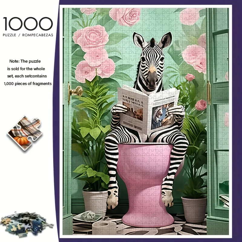 Giornale di lettura zebrato - Tema astratto, puzzle di carta da 1000 pezzi, grande gioco per adulti giocattolo regalo per giochi interattivi in famiglia a