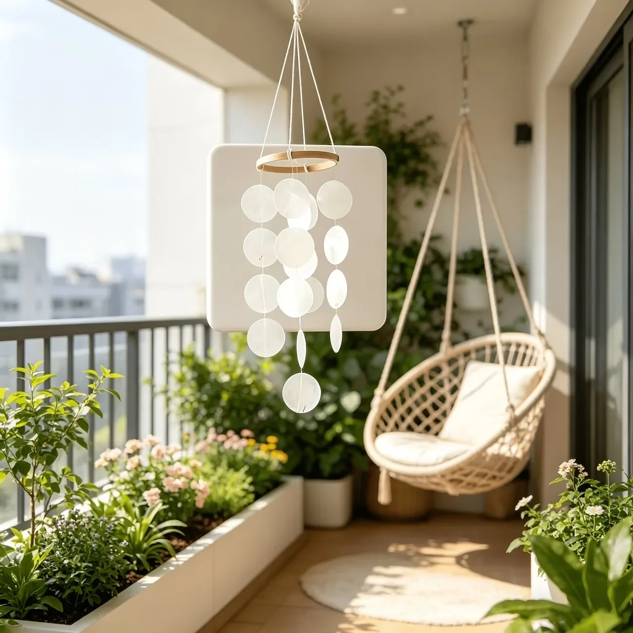 A Top Quality Shell Wind Chimes Wiht Hanging String Ornament Versatile Handicrafts for Garden Outdoor Balcony (Only wind chimes)