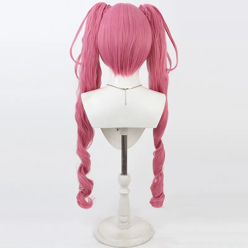 Jogo hojo hibiki cosplay peruca hojo hibiki fúcsia duplo rabo de cavalo cosplay cabelo para comicon festa adulto feminino masculino