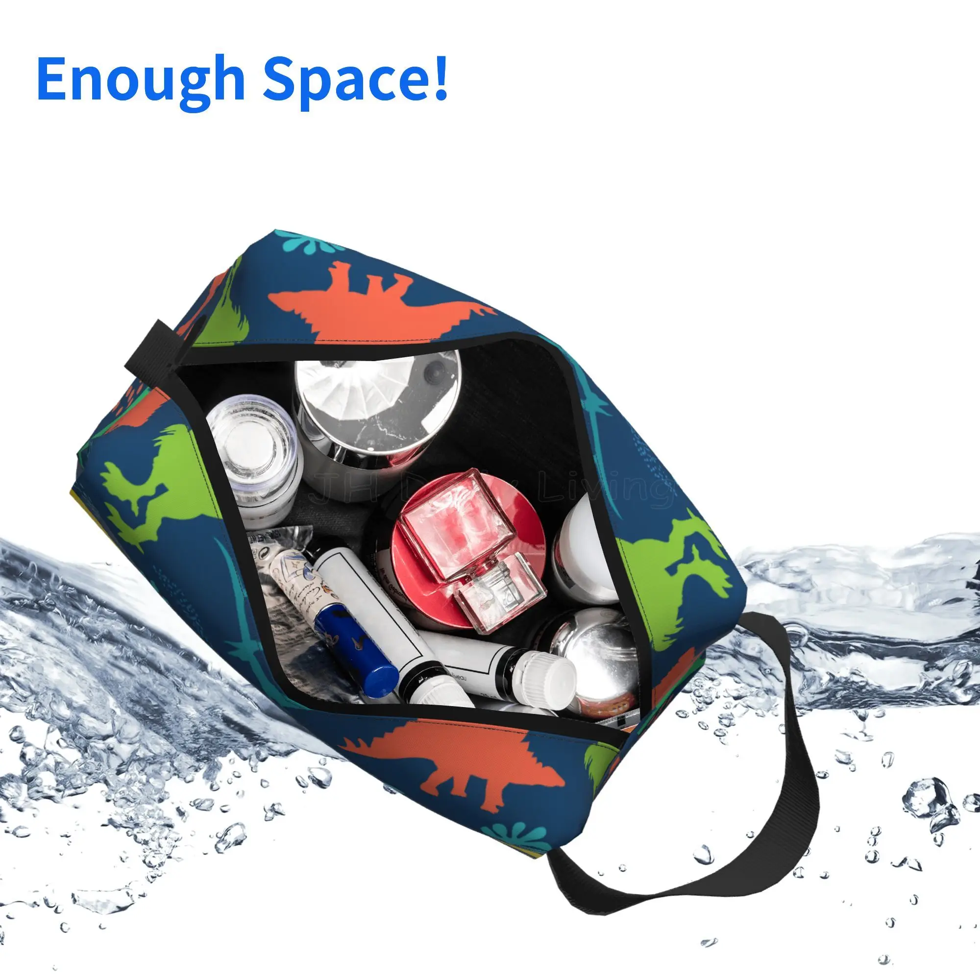 Cartoon Dinosaurs Protable Storage Bags for Boys Girls Unisex Waterproof Travel Cosmetic Bag Makeup Organizer Toiletry Bag