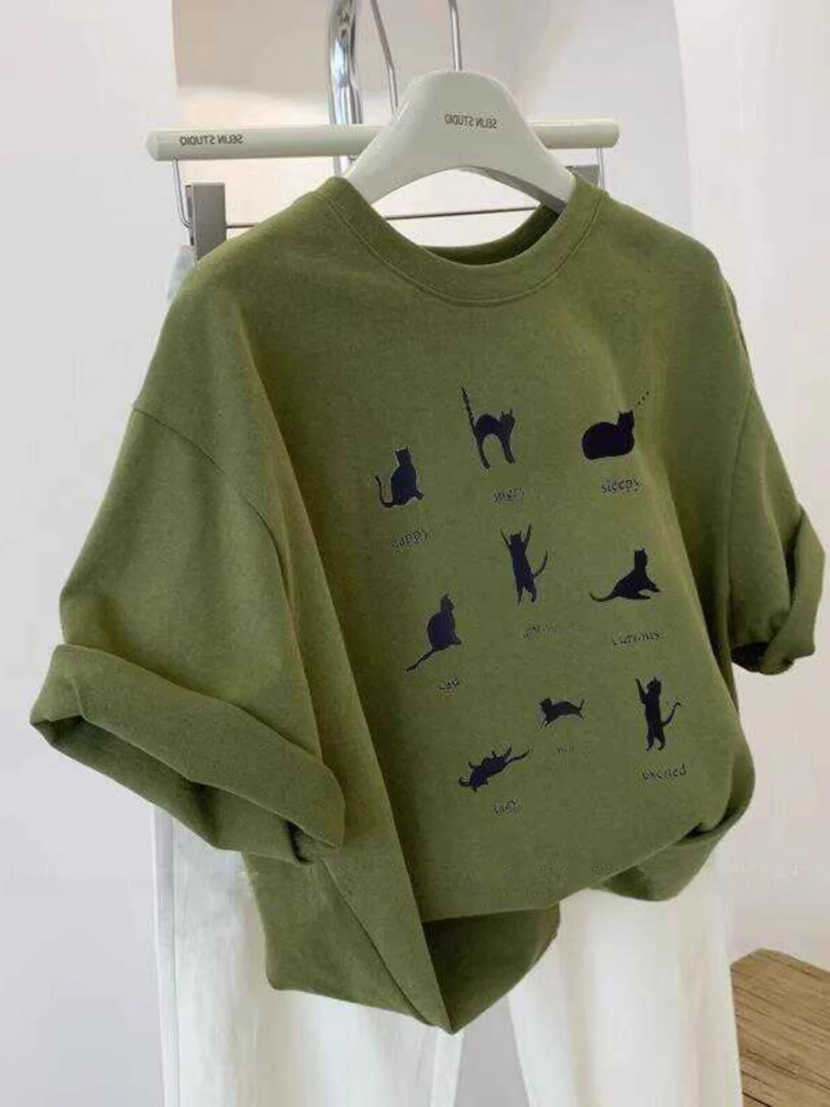 T-shirt ample en coton pur pour femme, nouveau style estival, polyvalent, décontracté, style coréen