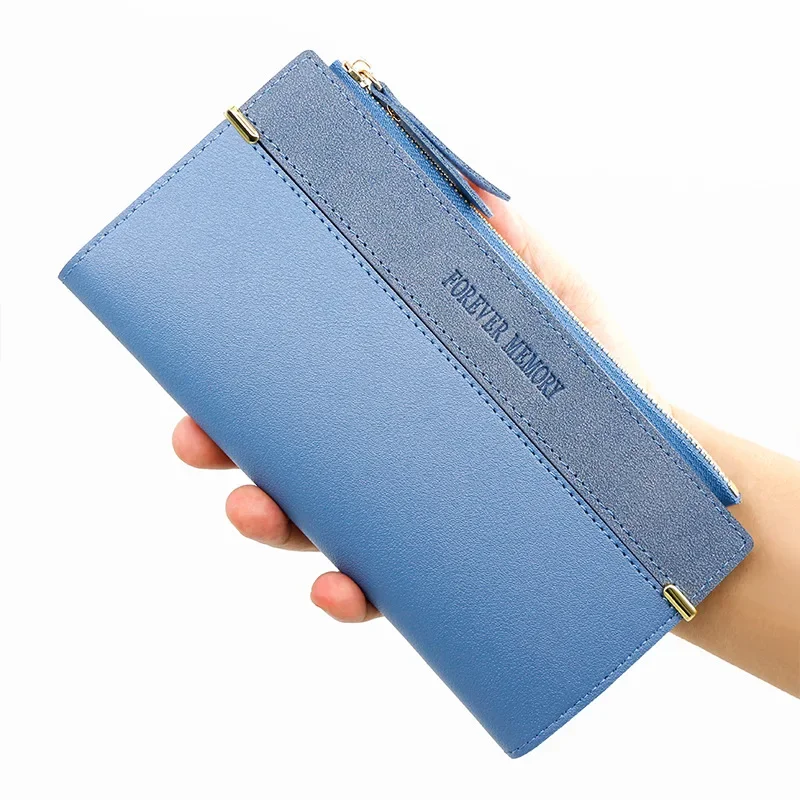 Women's Long Purse with Leather Solid Color Fashion Purse Coin Purse Holding Bag Card Bag Storage Bag