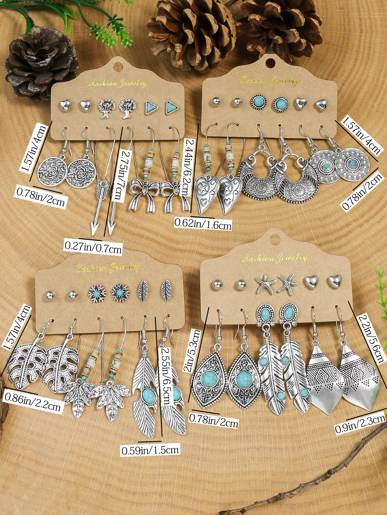 Vintage Ethnic Silver Color  Earrings for Women Boho Creative Geometric Earrings Jewelry Ear studs and earrings integrated