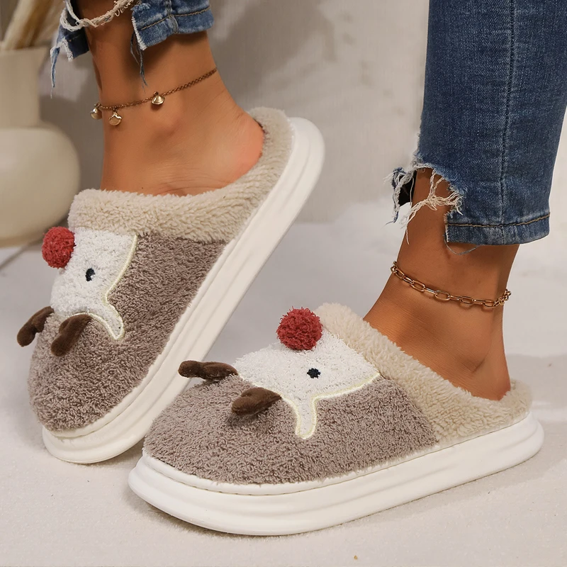 Bebealy Women's Winter Fuzzy Slippers Soft Sole Plush Slides Unisex Cute Christmas Fluffy Cotton Slippers Warm Fur House Slipper - Image 6