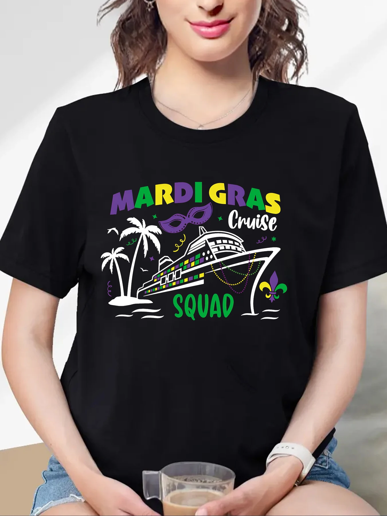 Zomer T-Shirtmardi Gras Shirt Voor Dames Het Is Mardi Gras Shirt Carnaval Outfit Shirt Vakantie Gebleekte Tops Met Korte Mouwen