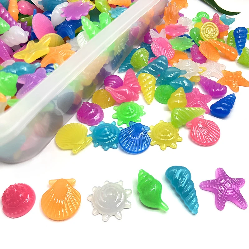 20 piezas accesorios DIY para acuario, decoración de jardín, concha luminosa, adornos de estrella de mar, decoración de pecera al aire libre