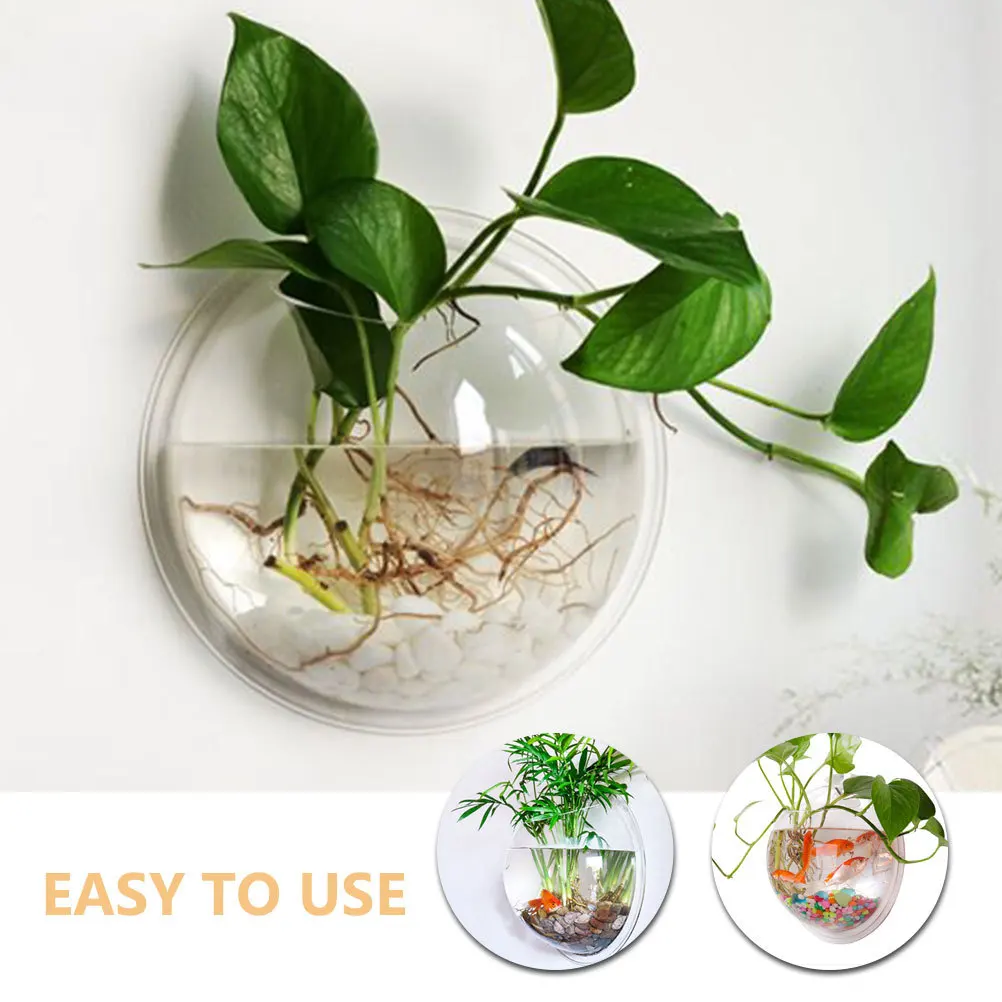 

Wall Mounted Fish Bowl Clear Acrylic Hanging Aquarium For Small Fish Wall Plant Holder Decor Aquarium Tank Bowl Pet Supplies