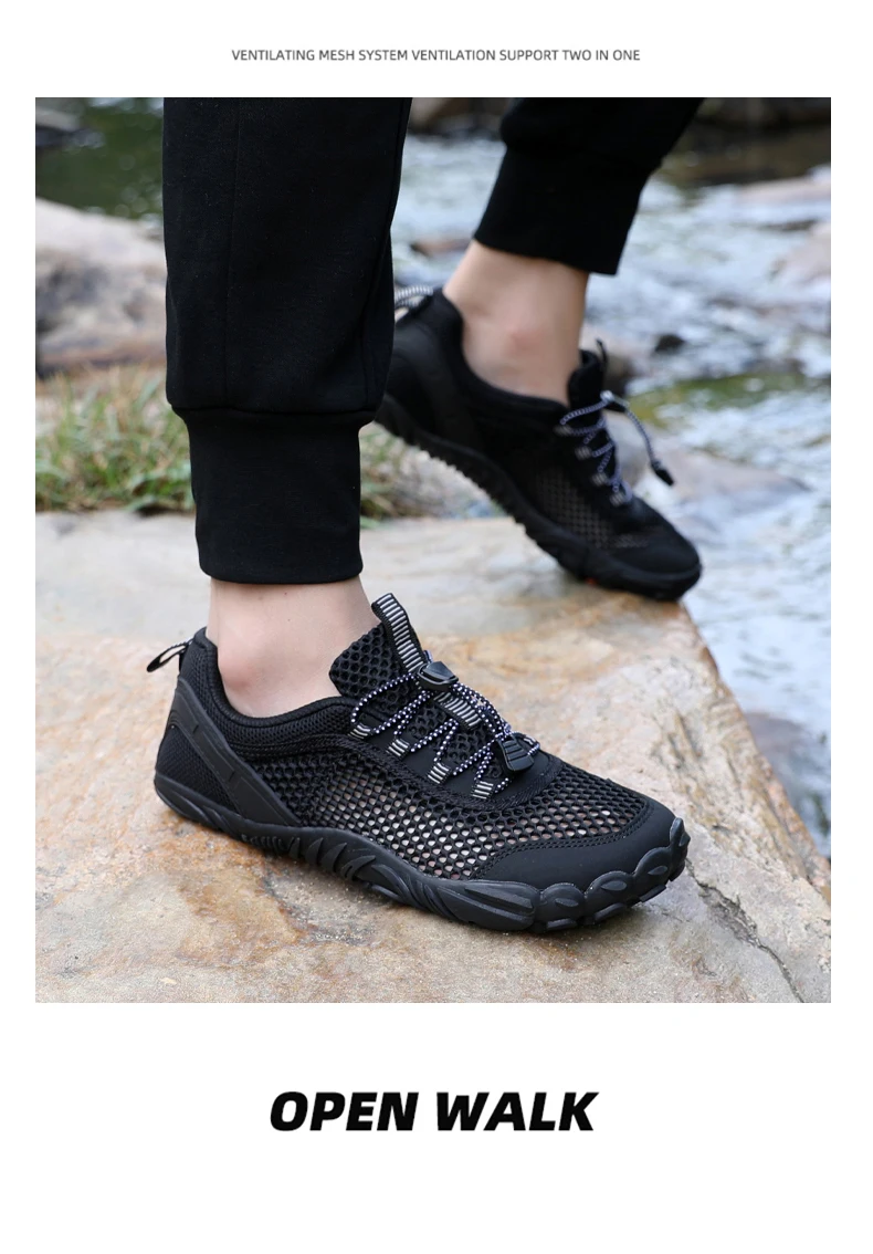 Sommerliche Flusslauf-Schuhe, atmungsaktive, lässige Sportschuhe aus Mesh für Herren, ausgehöhlte Mesh-Outdoor-Bergsteiger- und Wanderschuhe – Detail 22