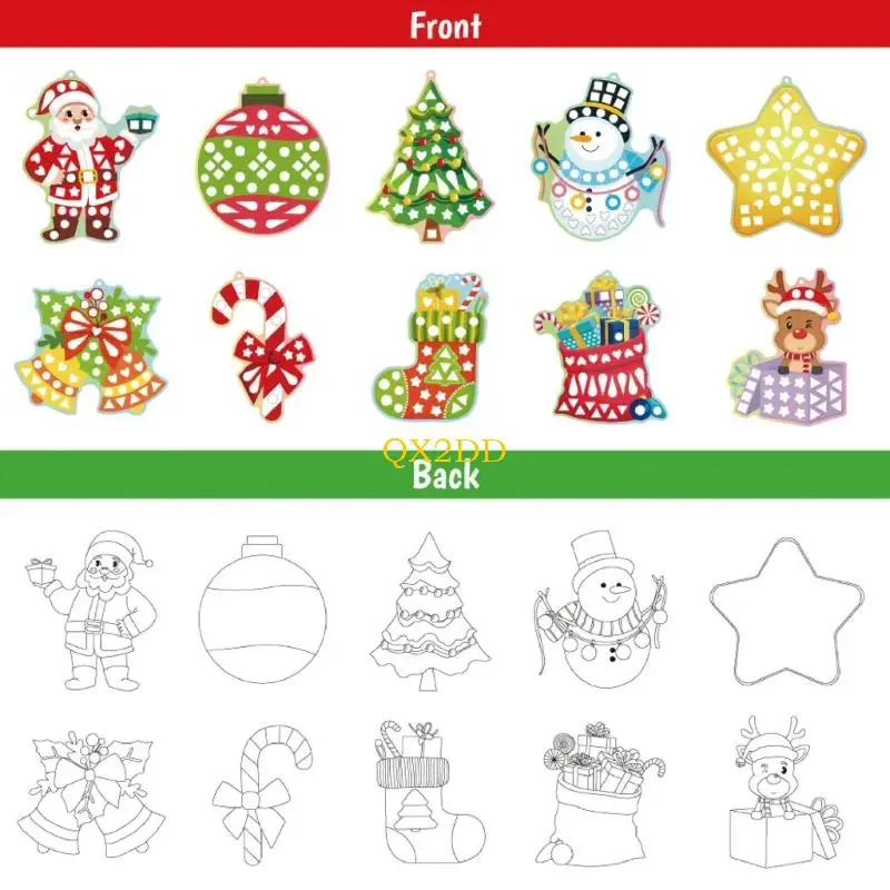 QX2D عيد الميلاد احباط ملصق للأطفال DIY الحرفية بريق مرآة التلوين النشاط ورقة الفن أطقم عطلة الديكور مشروع فني