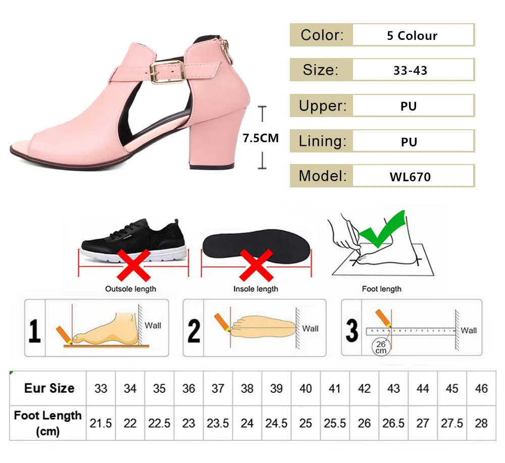 Women Chunky High-Heeled Pumps 2023 Summer Black Red White Sandals Casual Rome Gladiator Fish Mouth Zapatillas Mujer Elegantes