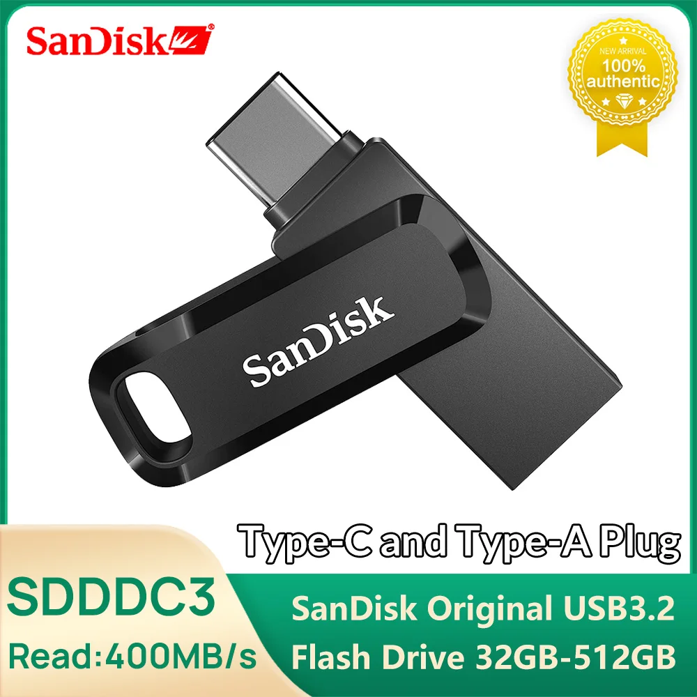 SanDisk New SDDDC3 Flash Drive 400MB/s Dual USB Type C Type A 32GB 64GB 128GB 256GB 512GB Memory Stick For phone Tablet Laptop