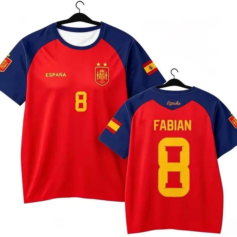 2026 Spanish Football Jersey T-shirt 3D Printed Men and WomenT-shirts Quick-drying Breathable Clothes Family Look Top Training