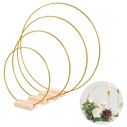 Metal Floral Hoop Circle Ring Frame DIY Wreath Flower Garland Hanging Ornament Wood Card Holder Wedding Party Table Centerpiece