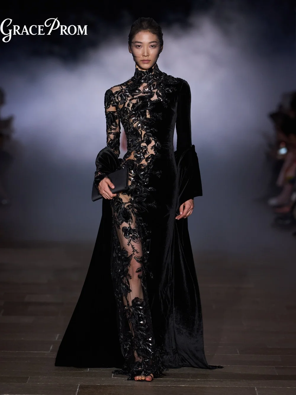 Exquisite High Neck Velvet Beads Evening Gown 2027 Opulent Strapless Party Dress Wedding Guests فساتين سهرة Formal Prom Dress