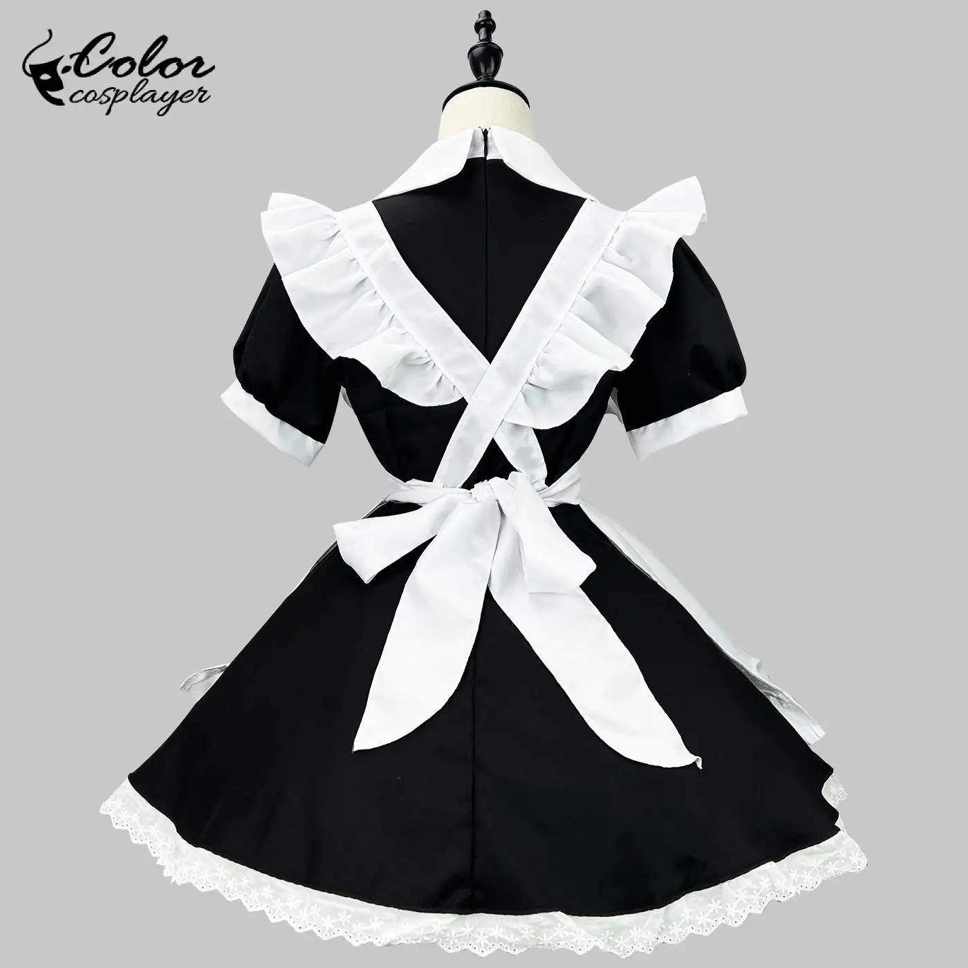 اللون تأثيري الأسود لوليتا البدلة خادمة تأثيري حلي مقهى خادم موحدة أنيمي دور فستان أنيمي ارتداء ملابس الهالوين #4