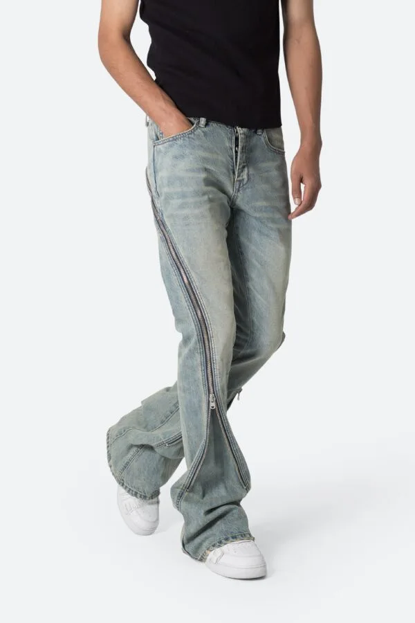 European American Four Seasons New Fashion Men Black Grey Blue Solid Color Simple Basic Casual Daily Flared Denim Trousers Jeans