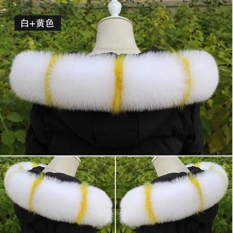 Musim Dingin 100% Real Fox Fur Kerah untuk Syal Wanita Syal Mewah Hangat Bulu Alami Syal Selendang Mantel Musim Dingin Hood Trim Kerah besar Bulu