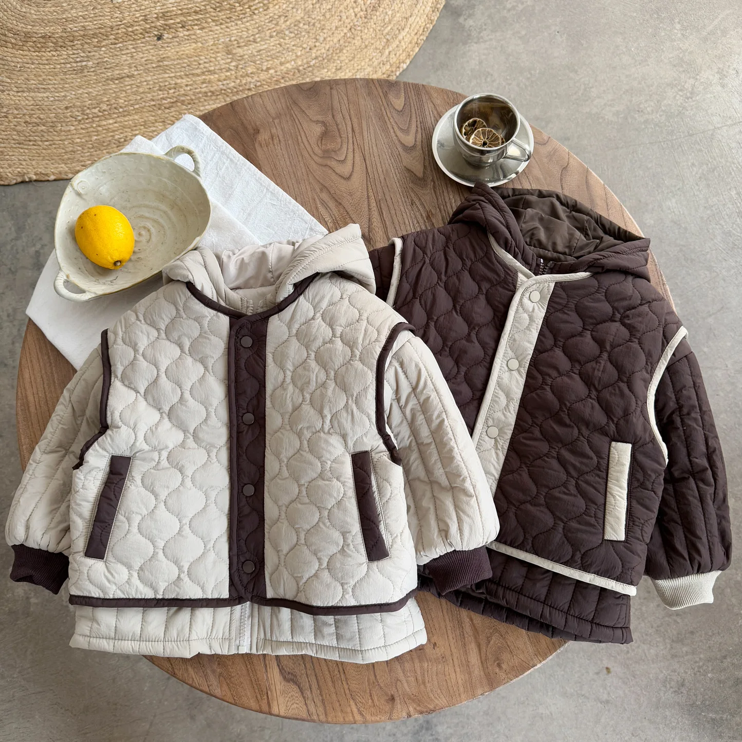 

Toddler Boy Parkas 2piece Set New Winter Windproof Keep Warm Kids Baby Girl Outerwear Coat+patchwork Sleeveless Infant Boy Vest