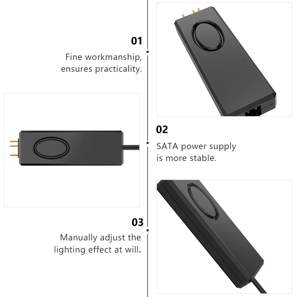 

LED Controller Argb Manual Adjustable Lighting for Computer Accessory Rgb Hub Power Supply Chassis Part Strip Cooler