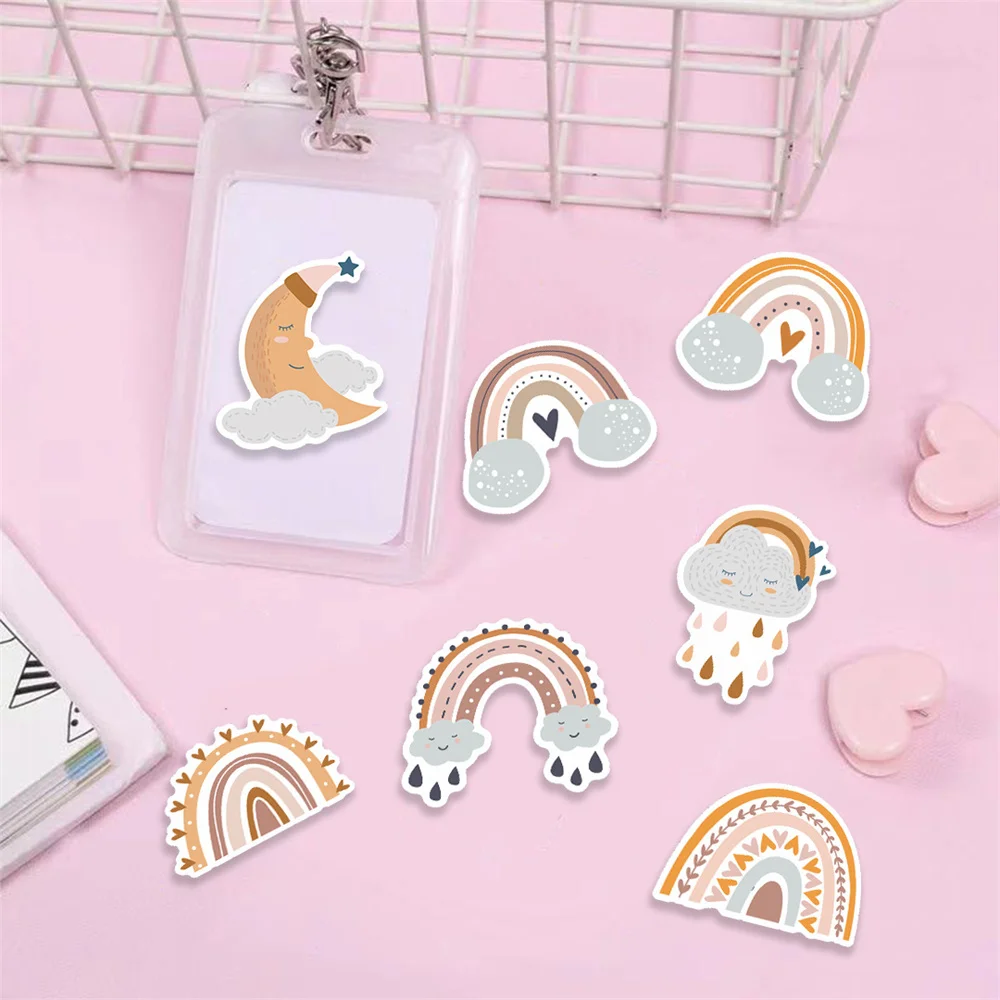 50PCS Boho Style Rainbow Clouds Cartoon Kids Stickers  Luggage Laptop IPad Cup Journal Gift Waterproof Sticker