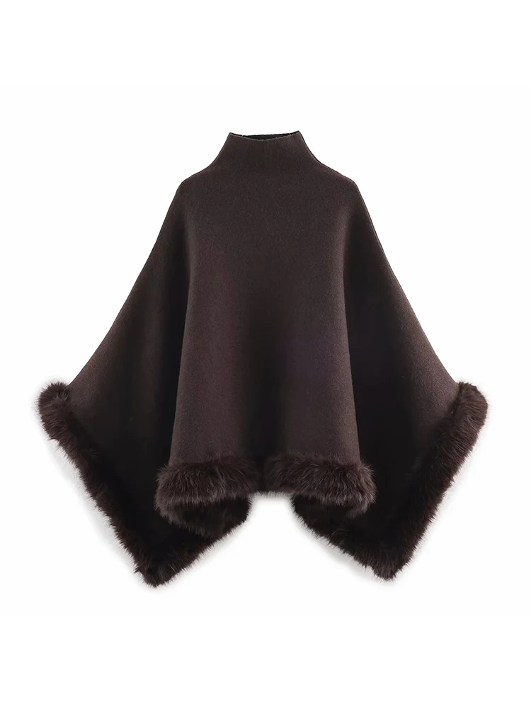 

Women New Fashion Winter Warm Plush Shawl Thicken Coat Cardigan Cape Cloak Outer Trendy Winter Warm Plush Shawl Thicken Coat