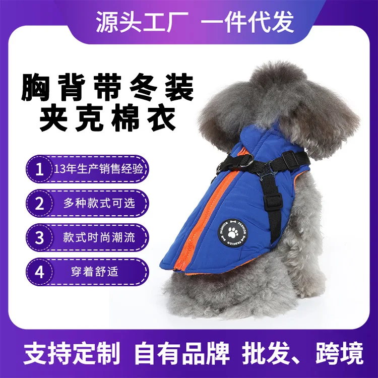 Pet Clothing Dog Winter Jacket Cotton Coat Dog Clothing Zipper Chest Back Small Dog Clothing