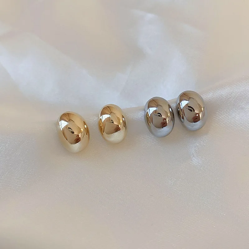 Einfache erbsen förmige Kupfer legierung Gold Farbe Tropfen Ohrringe für Frau koreanischen Modeschmuck Goth Party Girls ungewöhnliches Accessoire