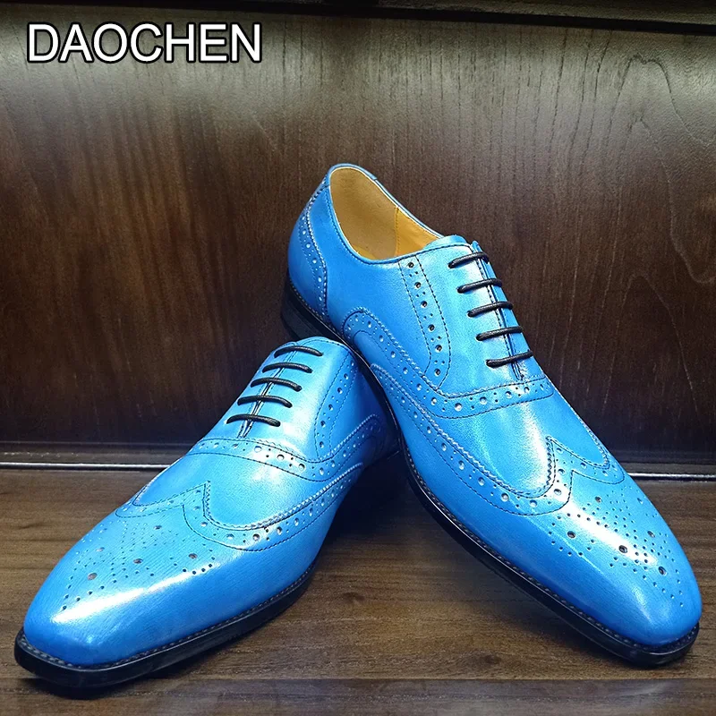 LUXURY BRAND MENS OXFORD  LEATHER SHOES BLACK SKY BLUE CASUAL MENS DRESS SHOES CROCODILE PATTERN OFFICE WEDDING  SHOES FOR MEN