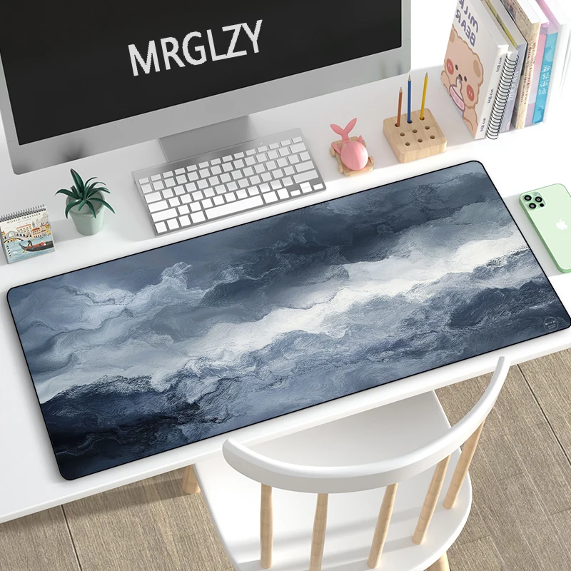 Hot Sale Wave Scenery Art Big Mouse Pad Multi-size Mouse Gamer Black White Large Keyboard MouseMat 40*80CM Mousepad for Laptop