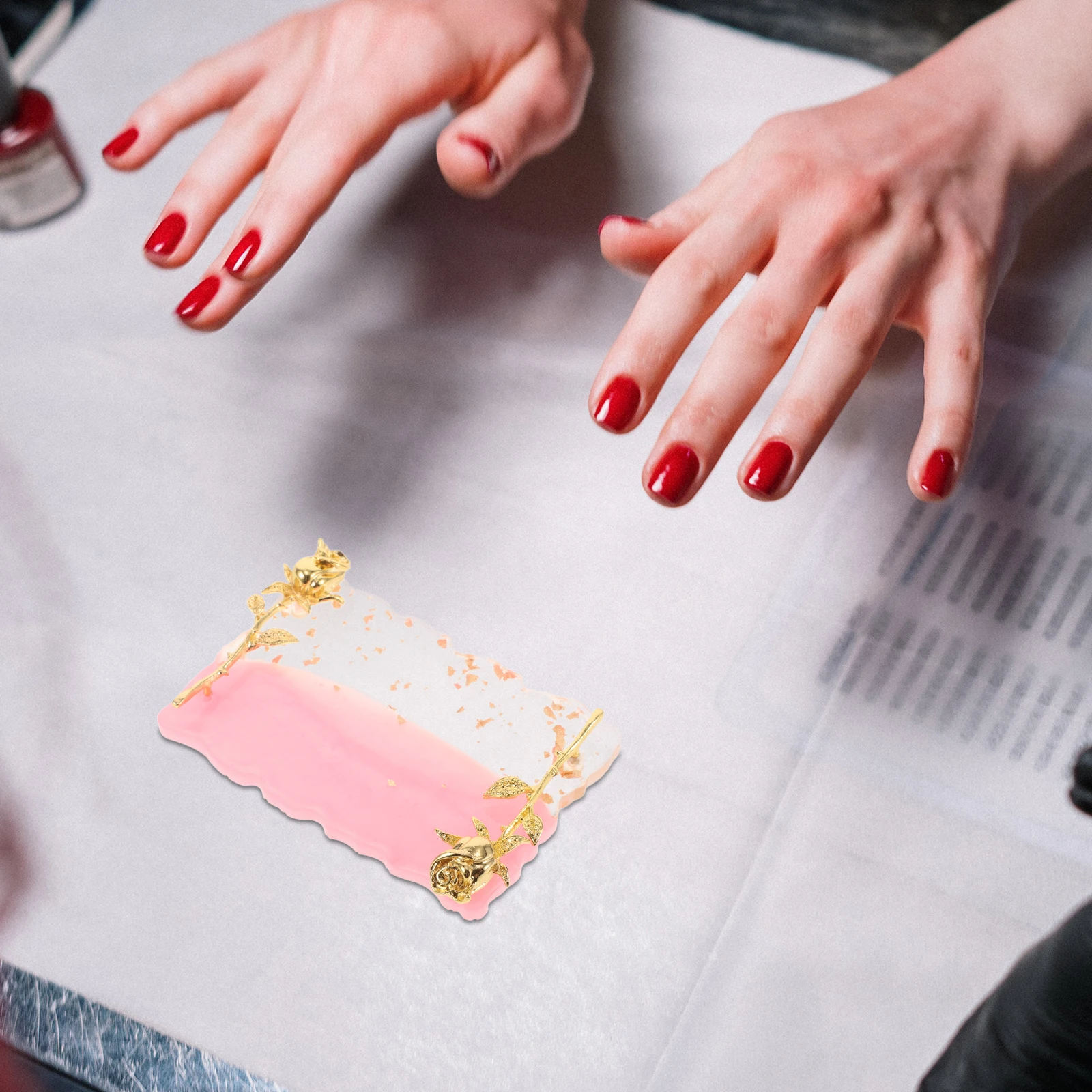 

Nail Palette Color Mixing Plate Vintage Resin Display Board Antislip Makeup Tray Gel Polish ganizer Nail Art Tool