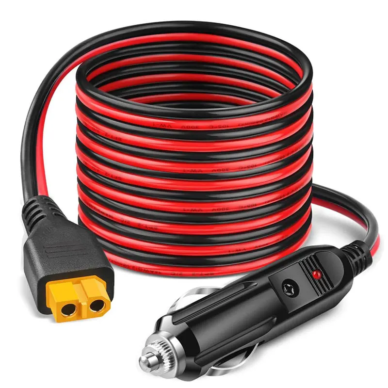6m 3m XT60 to Car Cigarette Lighter Cable for ALLPOWERS R600 R1500 R2500 VOLIX P300 Portable Power Station Solar Generators.