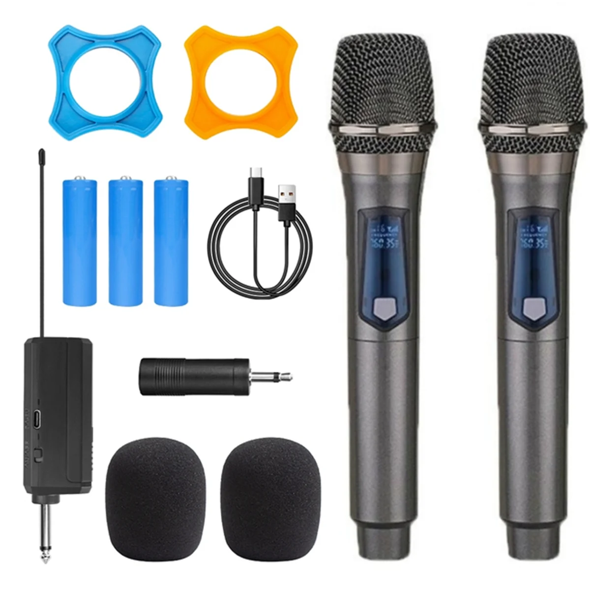 Wireless Microphone 2 Channels UHF Professional Handheld Mic Micphone for Party Karaoke Professional Church Show(1 to 2)