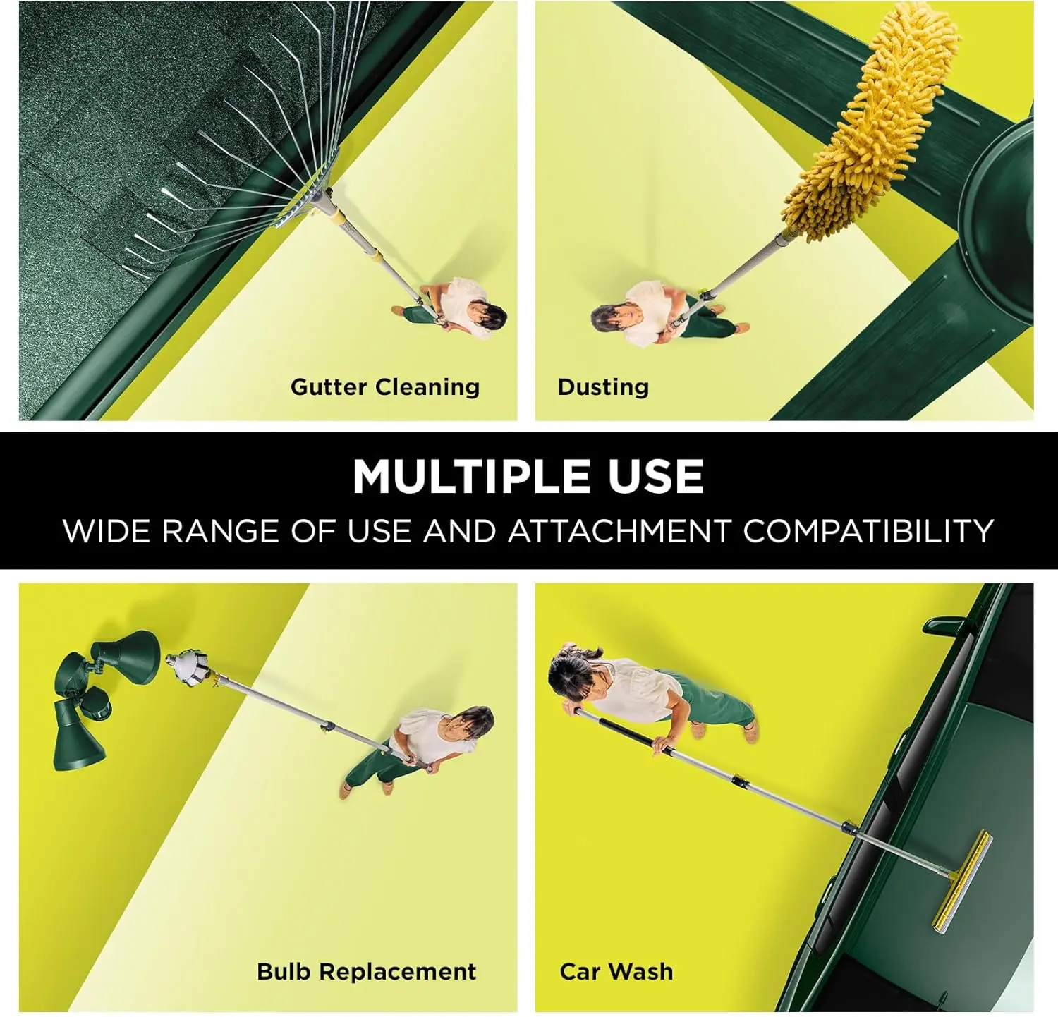 6-24 Ft Telescoping Pole for Cleaning, Window Washing, Painting - Extendable High Reach Tool Indoor & Outdoor