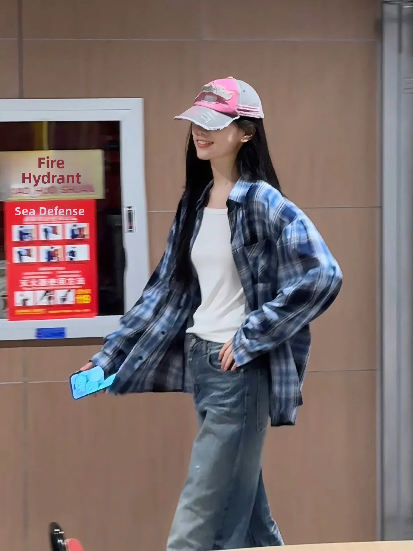 

Blue Tie-Dye Plaid Long Sve irt ex Spring High-End American Sle Sun Protection Couple Outerwear Loose Fit Casual S...