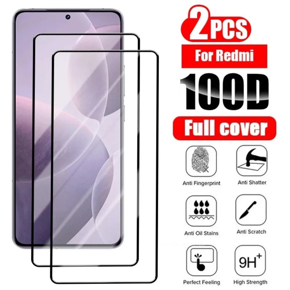 2PCS Full Cover Glass for Xiaomi Redmi 10C 10 9T 9C 9A 9 8 Tempered Glass for Redmi Note 10 9 8 11 12 Pro Plus 10S 9S 11S Glass