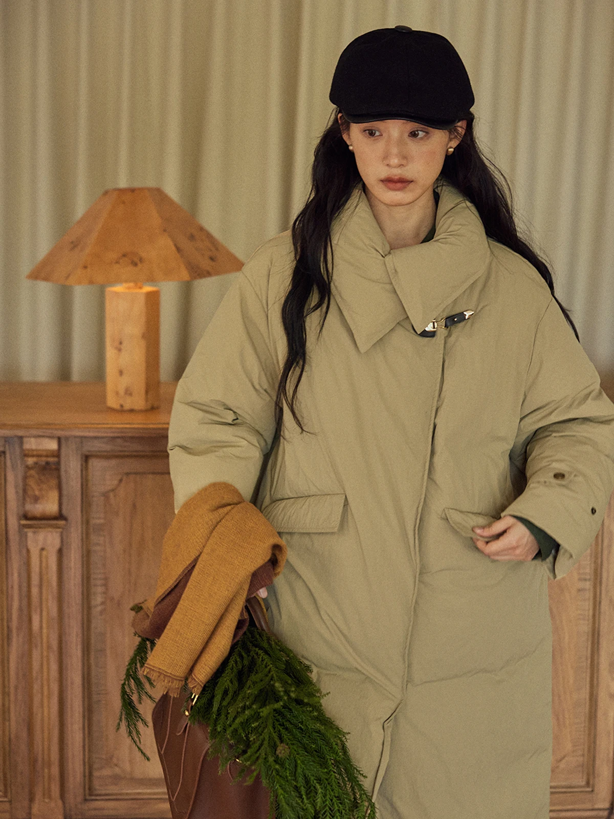 

Solighter Heavyweight 90 White Du down Overcoat Women's Winter New Sle Knee-Length Irregular Collar Retro Commute Faion