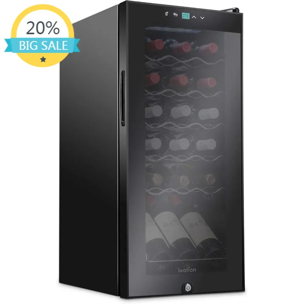 

Bestseller18 Bottle Compressor Wine Cooler Refrigerator w/Lock, Large Freestanding Wine Cellar For Red, White, Champagne or Spar