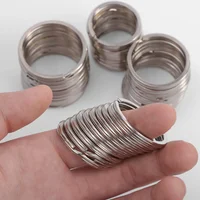 10/20 pièces porte-clés en acier inoxydable poli argent rond ligne plate porte-clés fendu pour la fabrication de bijoux porte-clés bricolage trouver 25-35mm 4