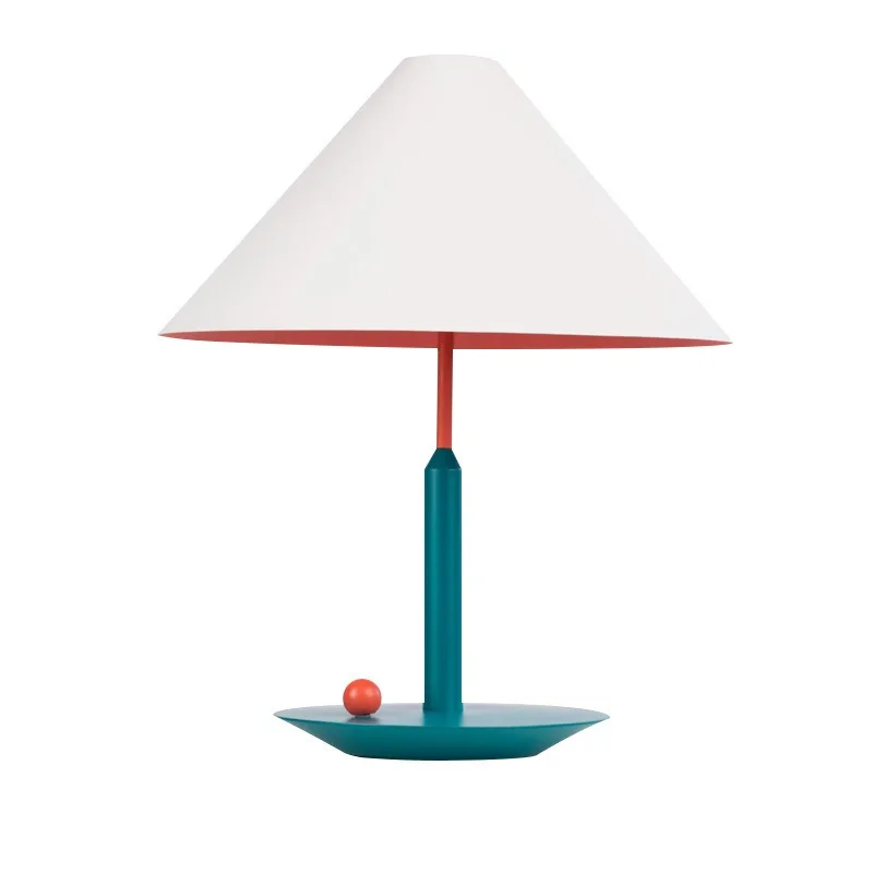 Simple color personalized room desk, bedroom creative bedside color contrast designer hat umbrella lamp
