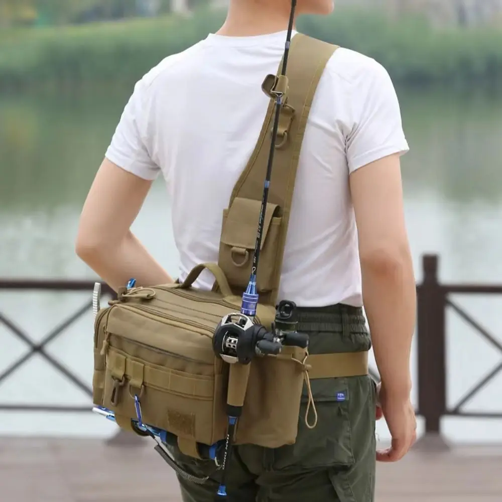 

Waist Fanny Multi functional Lure bag Crossbody Waterproof Fishing Lure Backpack Compact Wear-Resistant Fishing Rod Lure Bag
