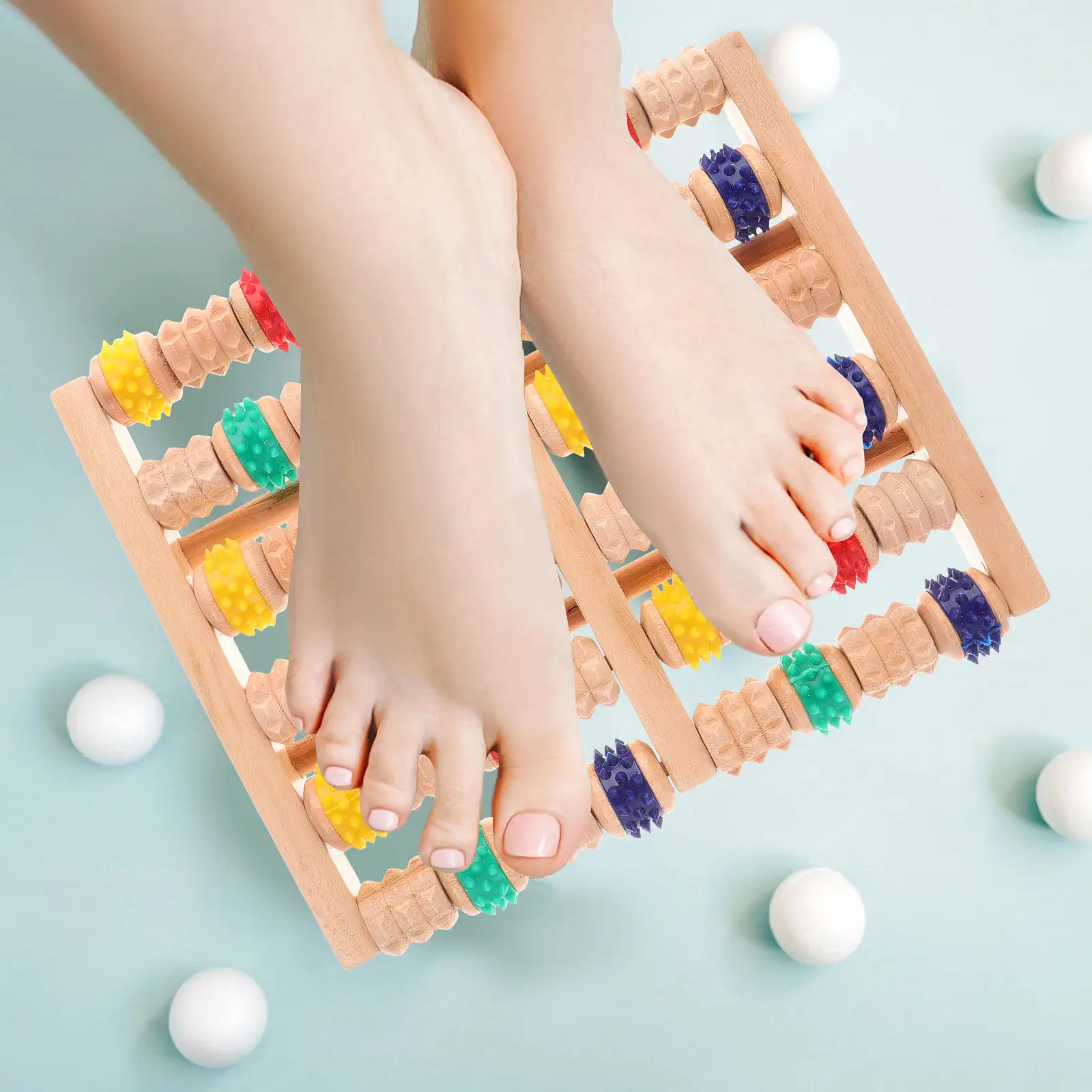 

1Pcs Rolling Wheel Foot Massager Wooden Roller for Deep Tissue Relief Muscle Pain Soothing Foot Care Tool Home Office Relaxation