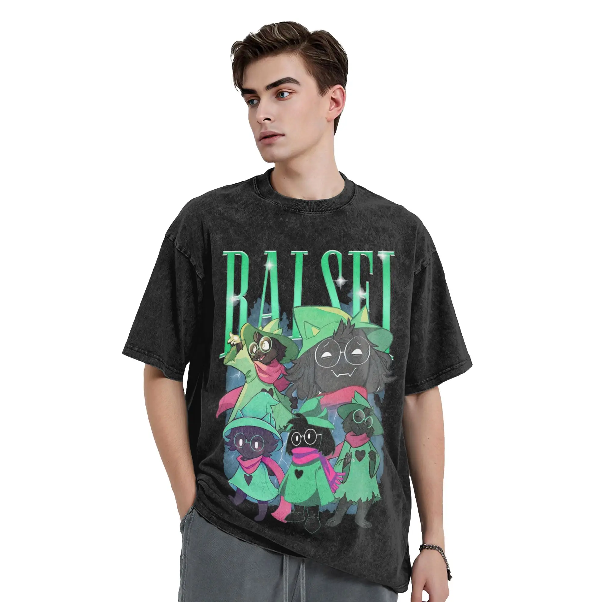 Deltarune Ralsei Vintage Bootleg Washed T Shirts Streetwear Casual T-Shirt  Tees Tops for Men Women Short Sleeve Oversize Summer