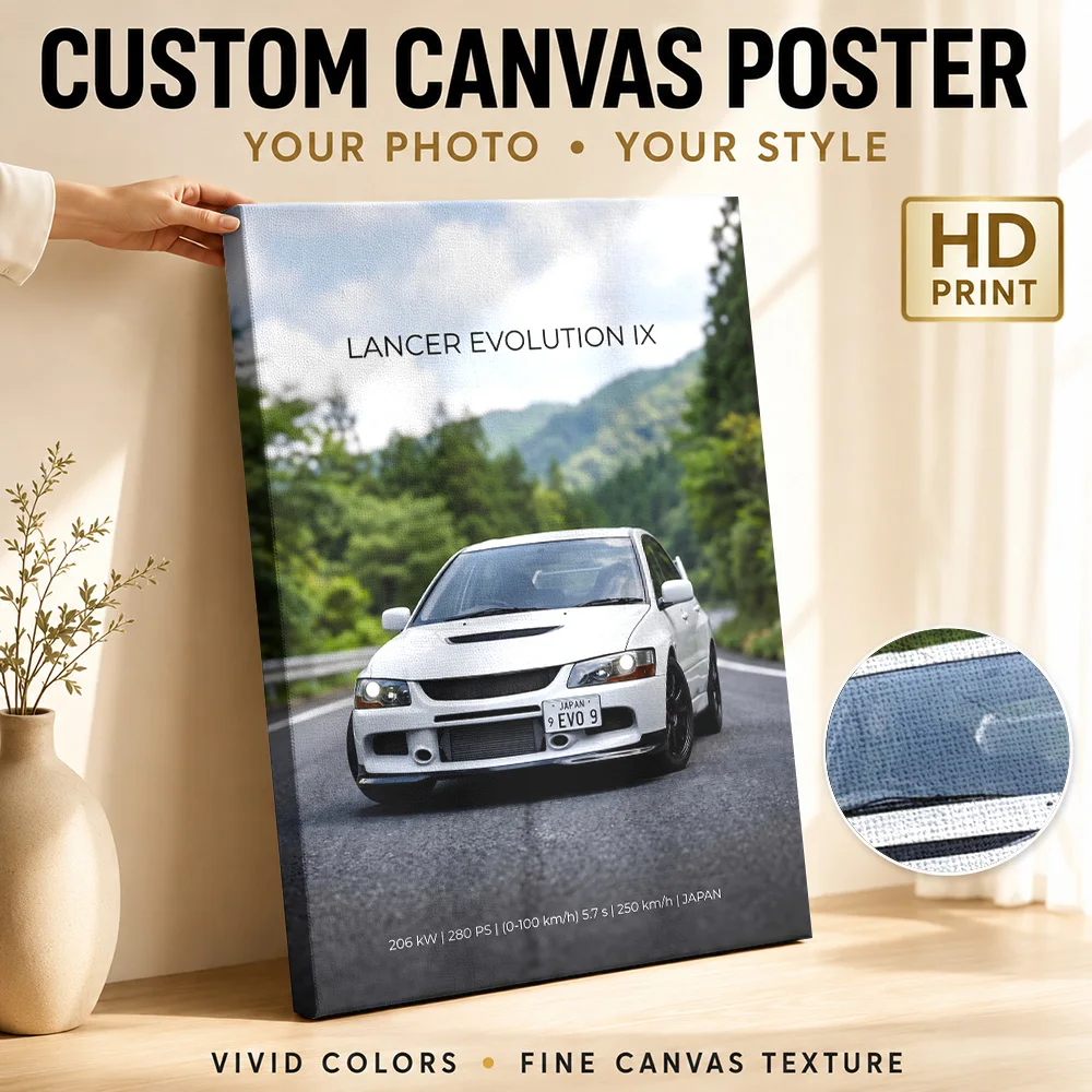 Japanese Lancer Evolution IX Car Framed Canvas Poster Customized Photo Roadside Composition Wall Art For Automotive Showroom