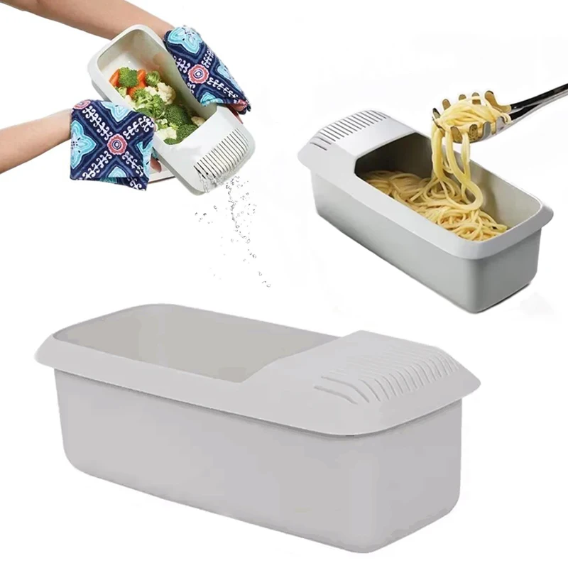 Microwave Noodles Pasta Cooker With Strainer Eco-Friendly Plastic Spaghetti Vegetable Steamer Dishwasher Kitchen Accessories New