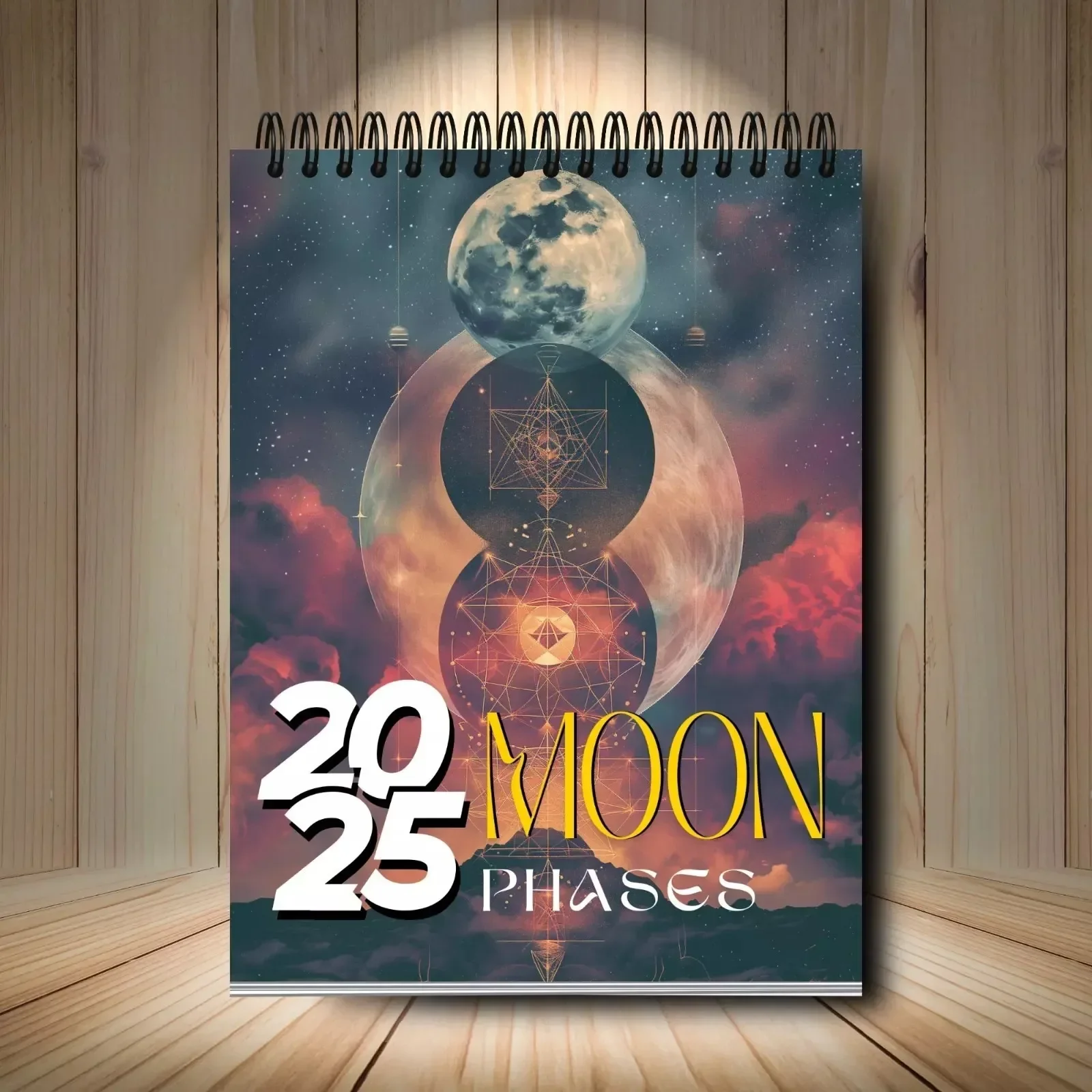 

New 2025 Calendar, 12-month Spiral Calendar, Moon Phase Cycle Wall Calendar, Office Supplies Desk Accessories Calendar 2025