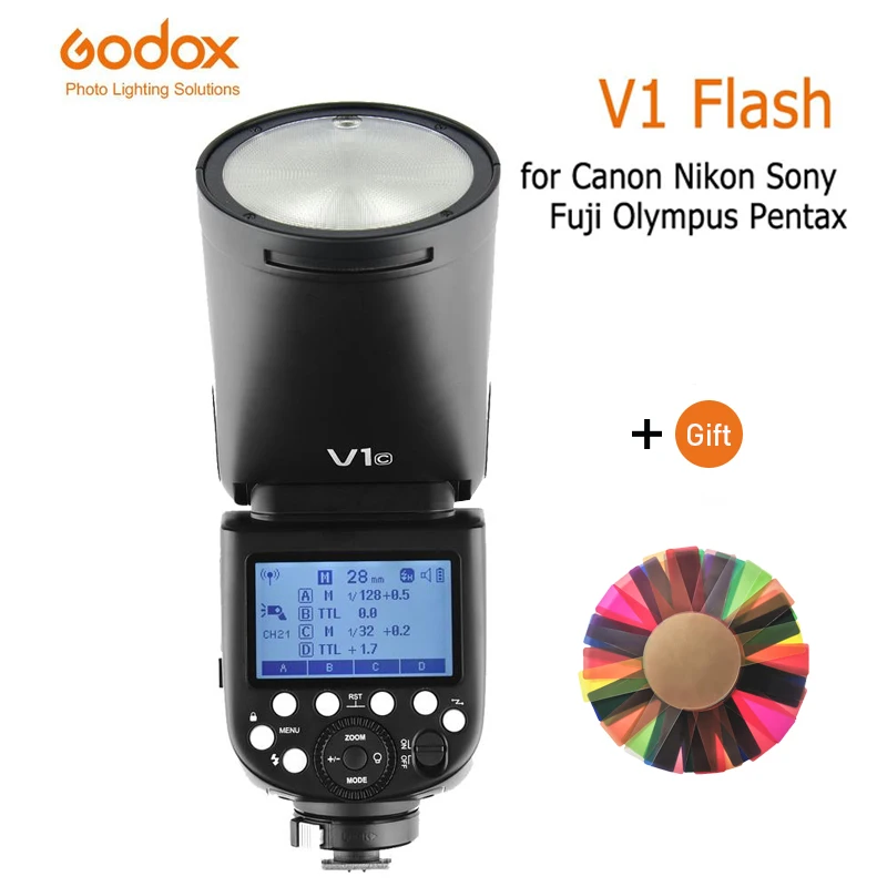 Godox V1 V1C V1N V1S V1F V1O TTL HSS 1/8000s Li-ion Round Head Camera Speedlite Flash with Xpro for Canon Nikon Sony Fuji Olympu